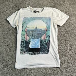 New York City Shirt Mens Medium White Ivory Empire State Building Casual READ
